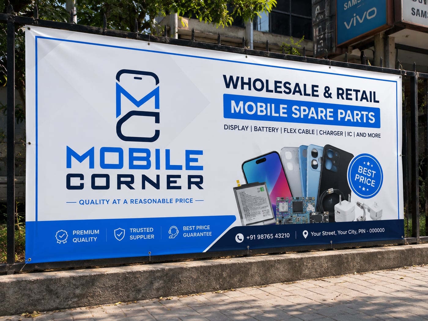 Outdoor banner for the wholesale and retail trade